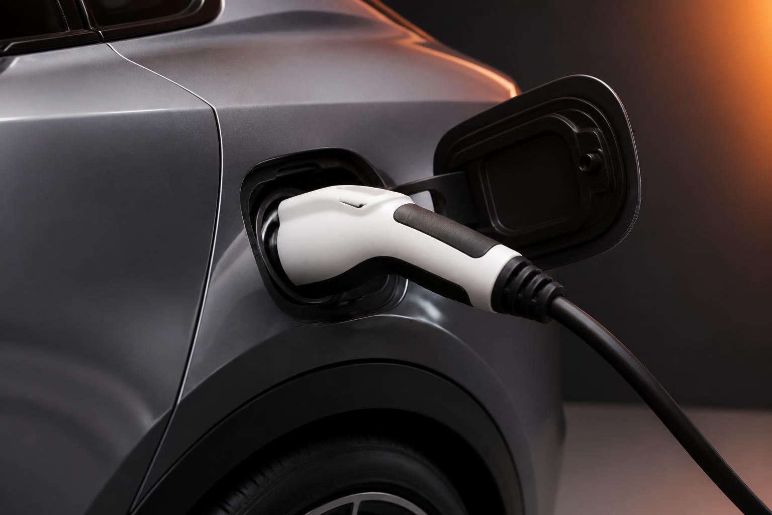 Laadkabel aangesloten op een elektrische auto